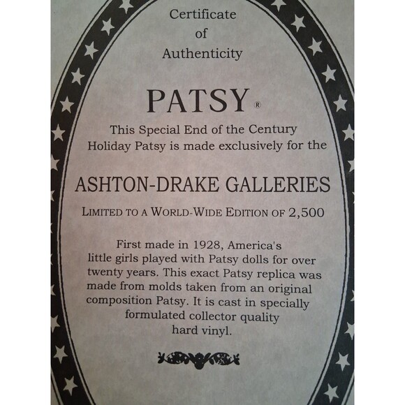 Effanbee Holiday Patsy Durable Doll 1999 Reproduction Ashton Drake Boxed & COA - Picture 4 of 16
